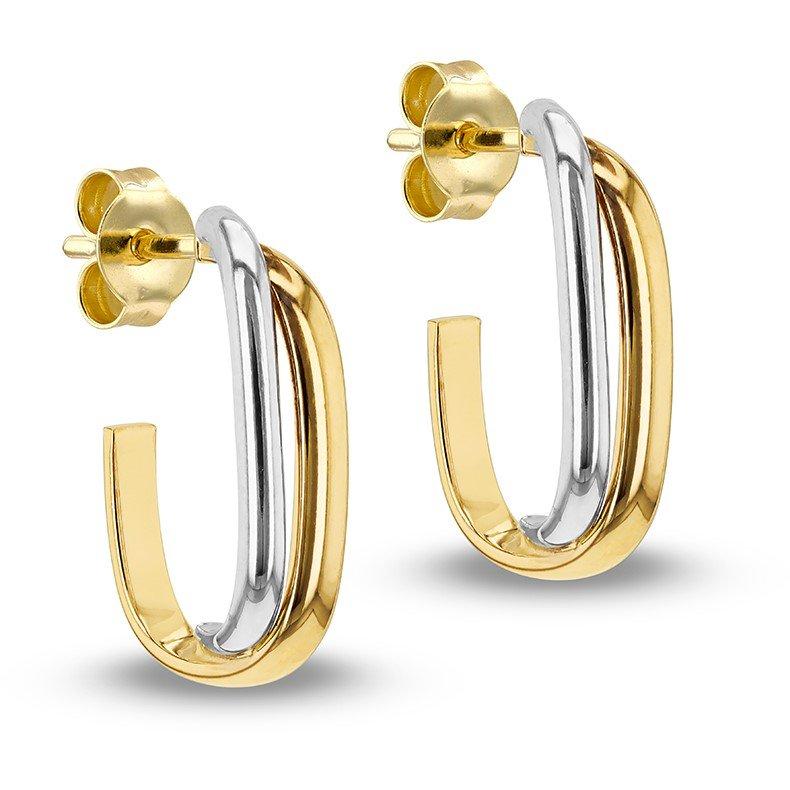 Yellow And Whit - Be You - 9ct Gold Polished Crossover Half Hoop Earrings - 1