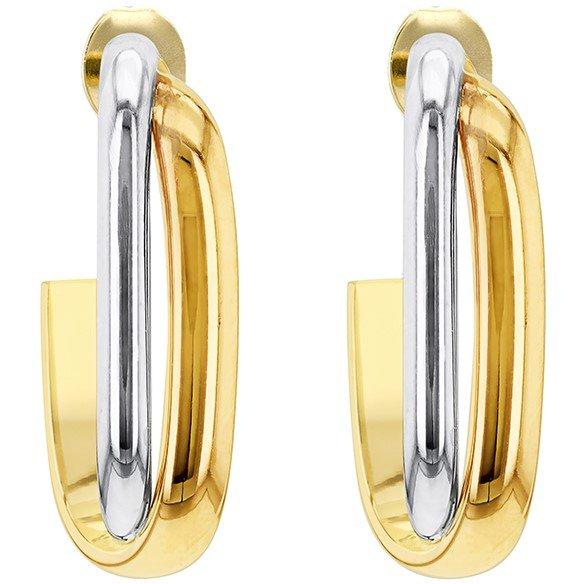 Yellow And Whit - Be You - 9ct Gold Polished Crossover Half Hoop Earrings - 2