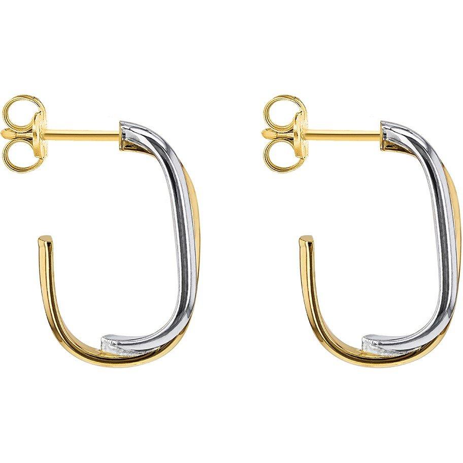 Yellow And Whit - Be You - 9ct Gold Polished Crossover Half Hoop Earrings - 3