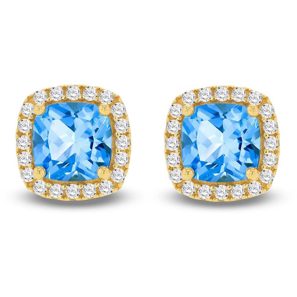 Yellow Gold - Be You - 9ct Gold Square Topaz and CZ Stud Earrings - 2