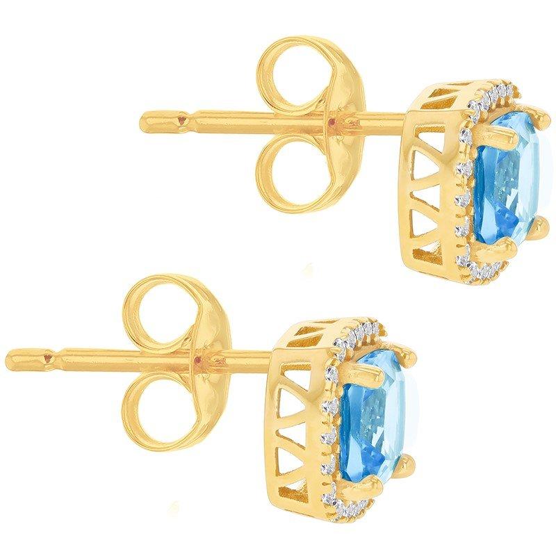 Yellow Gold - Be You - 9ct Gold Square Topaz and CZ Stud Earrings - 3