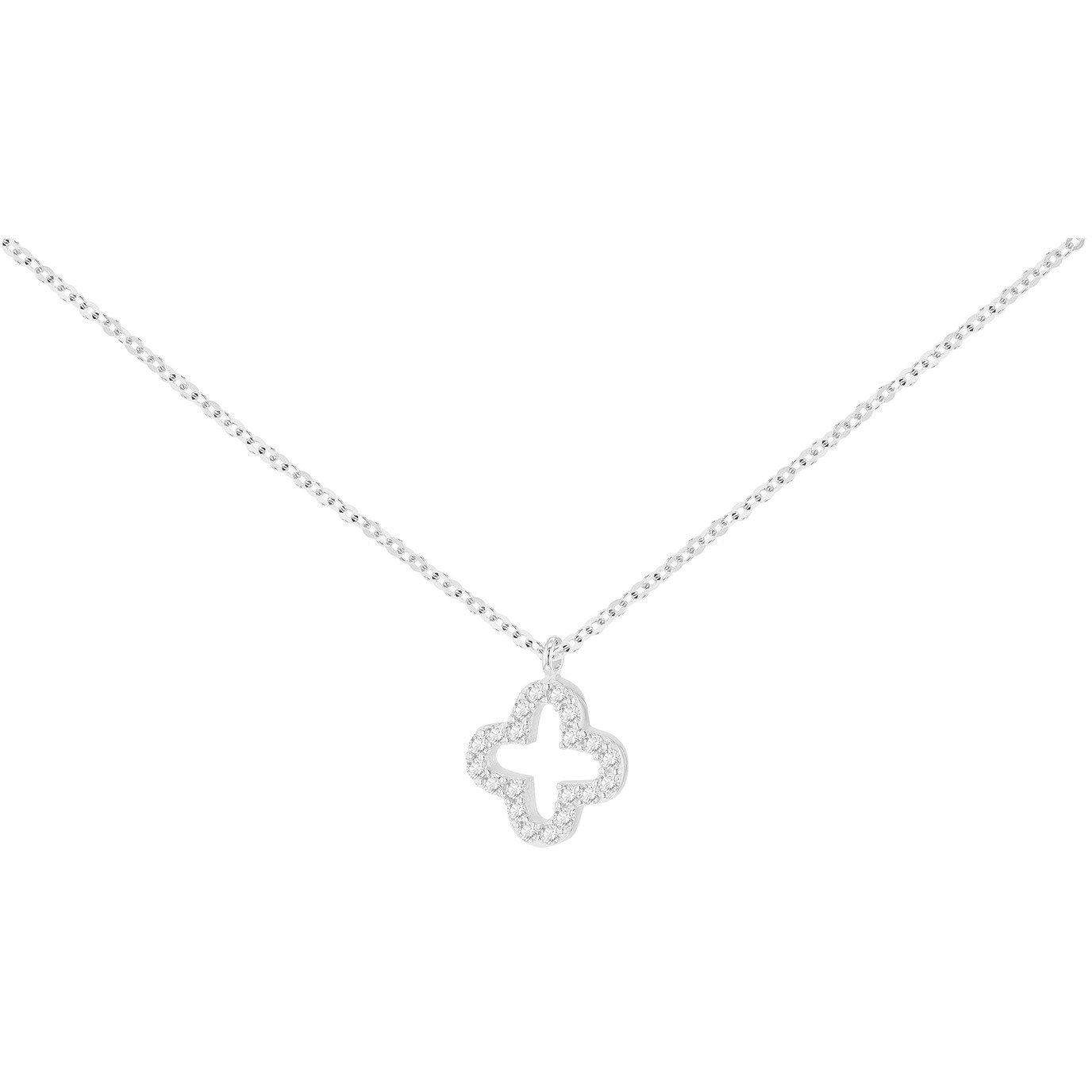 White Gold - Be You - 9ct White Gold CZ Petal Necklace Adjustable - 2