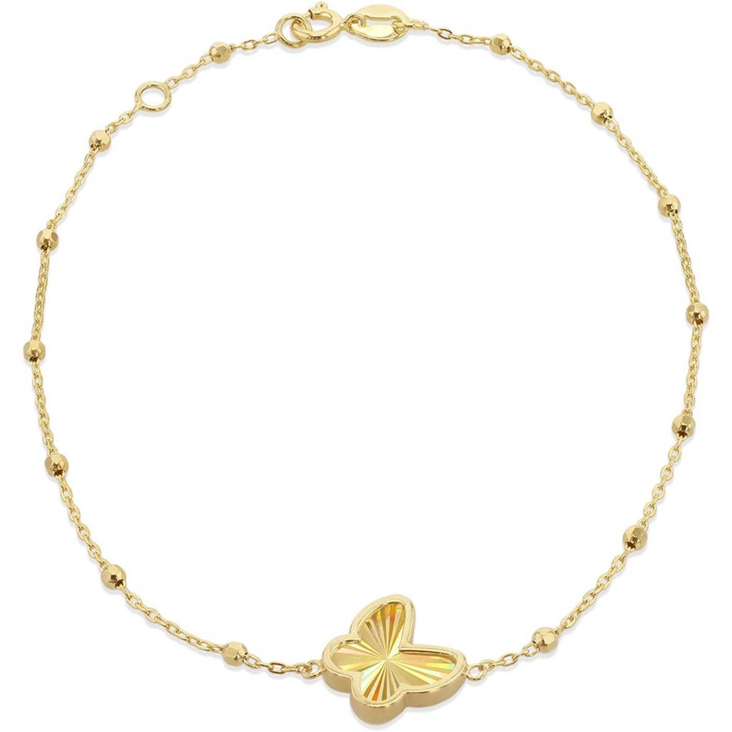 Yellow Gold - Be You - 9ct Gold Rainbow Butterfly Trace and Ball Bracelet - 1
