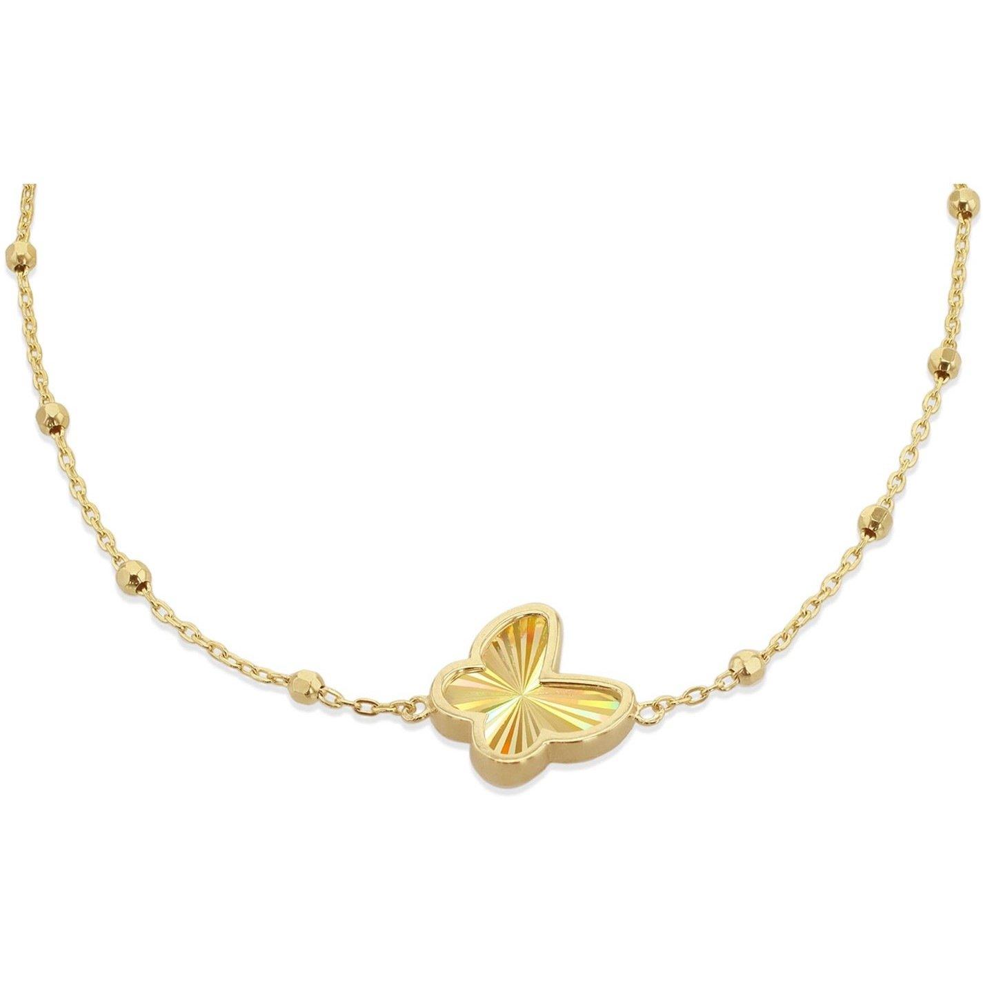 Yellow Gold - Be You - 9ct Gold Rainbow Butterfly Trace and Ball Bracelet - 4