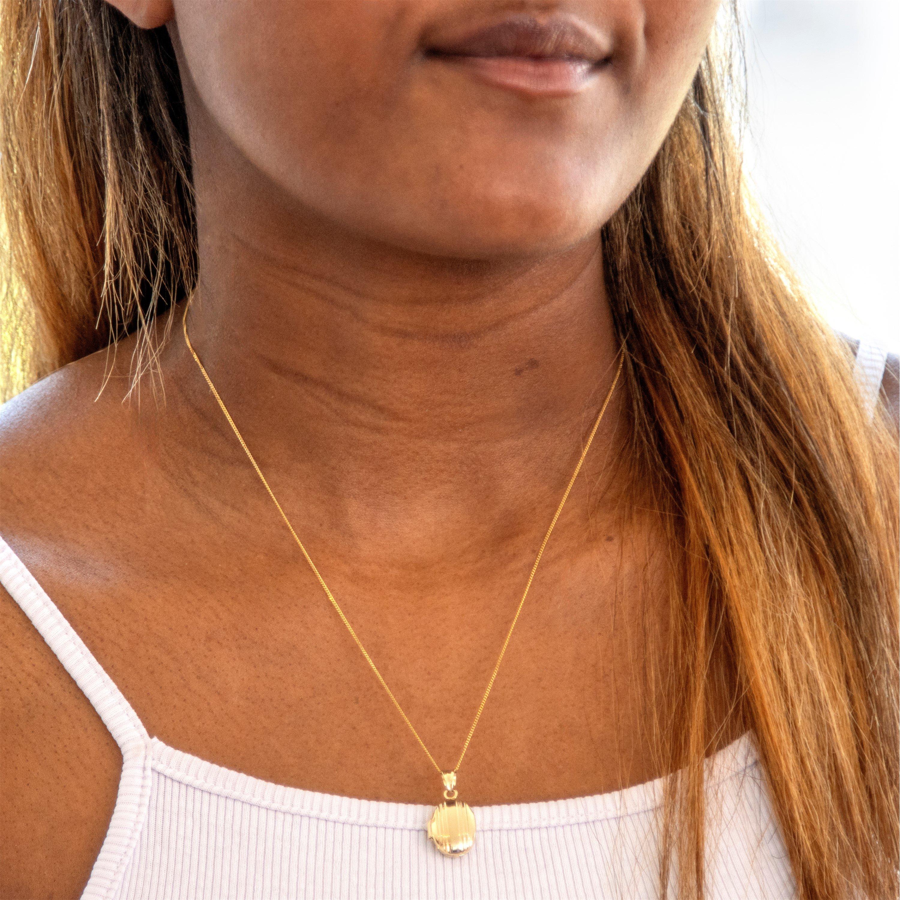 Yellow Gold - Be You - 9ct Gold Lined Oval Locket Necklace - 2