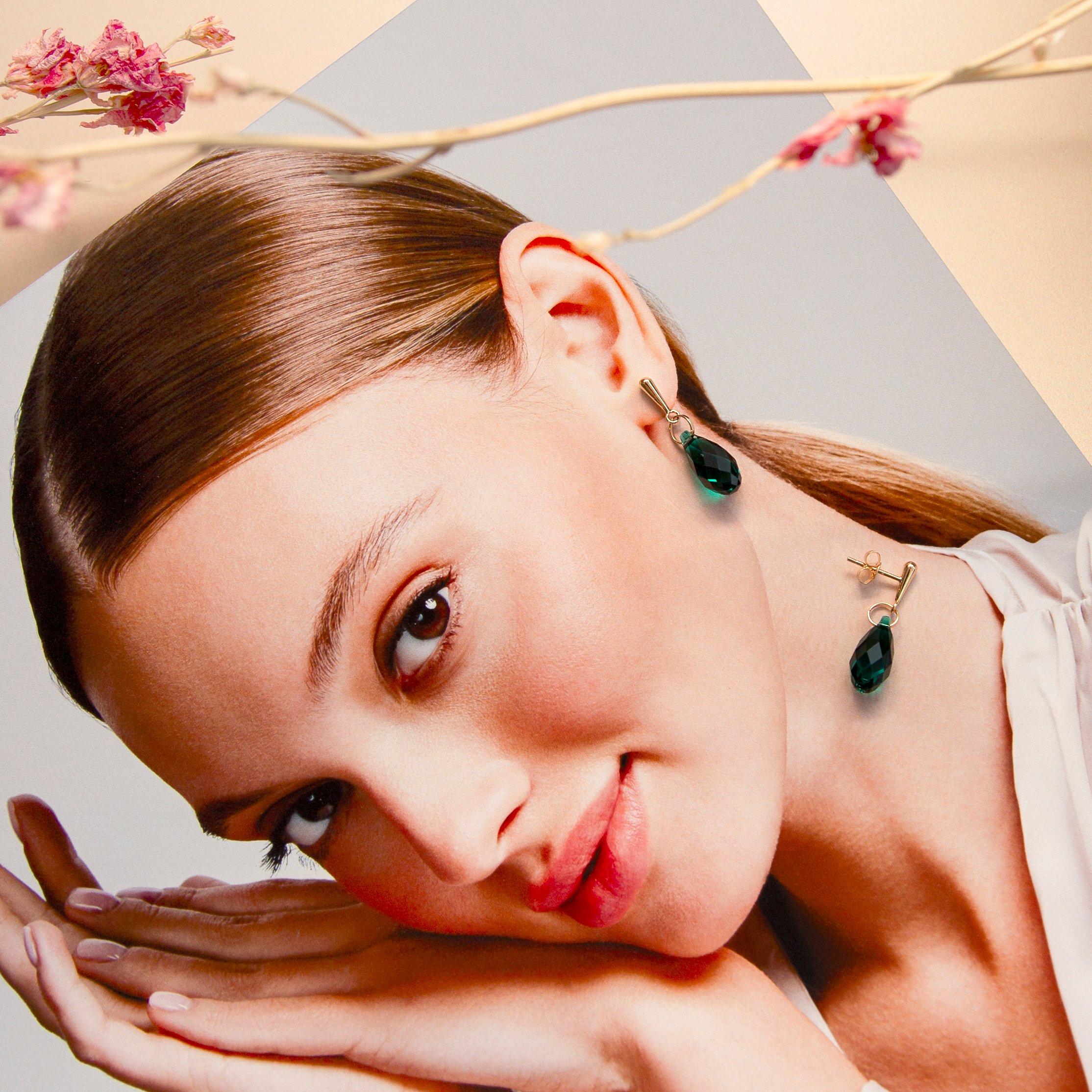 Yellow Gold - Be You - 9ct Gold Swarovski Crystal Teardrop Earrings - 3