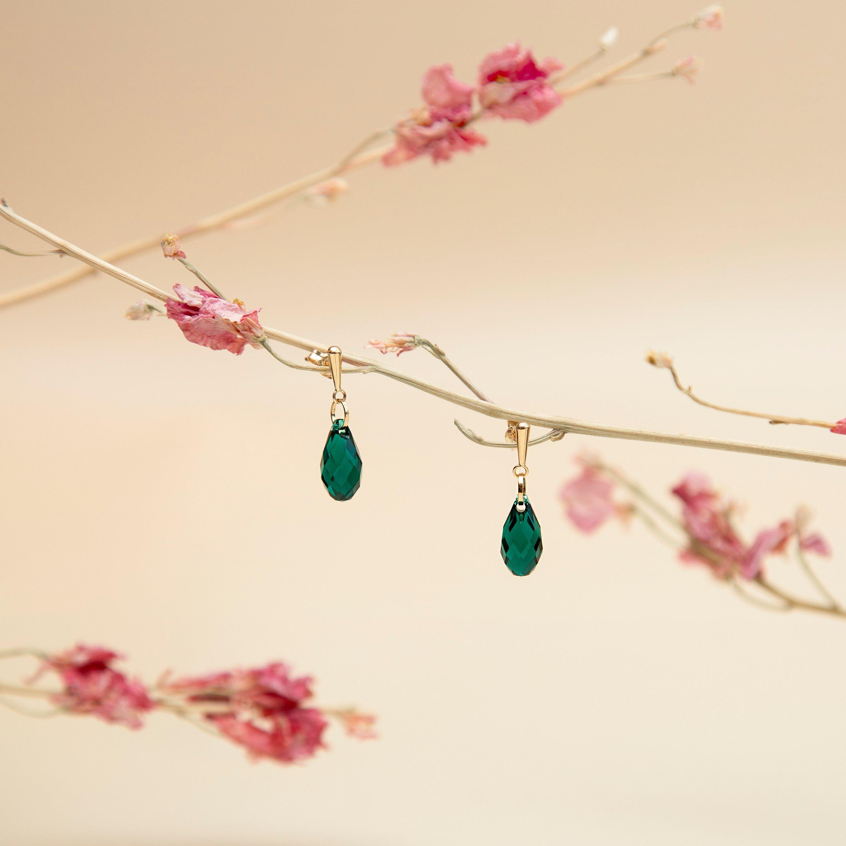 Yellow Gold - Be You - 9ct Gold Swarovski Crystal Teardrop Earrings - 4