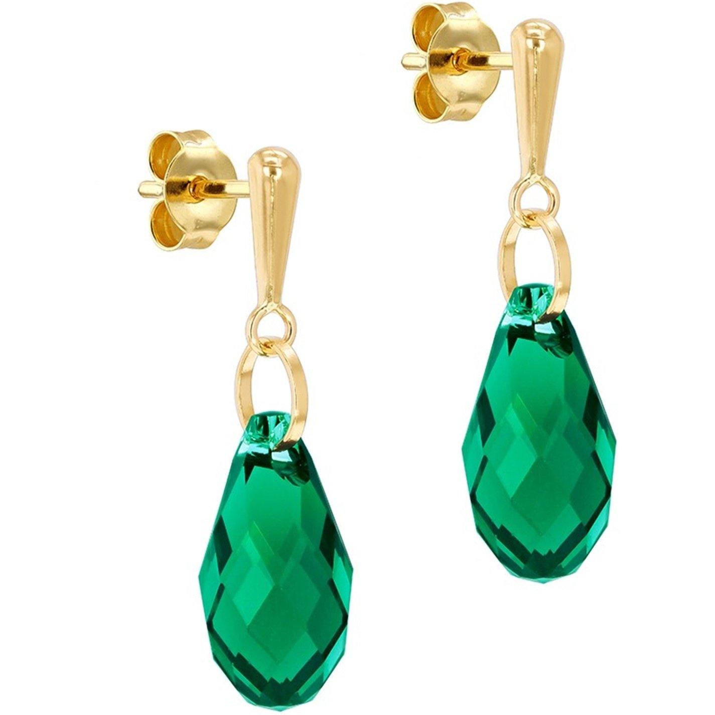 Yellow Gold - Be You - 9ct Gold Swarovski Crystal Teardrop Earrings - 5