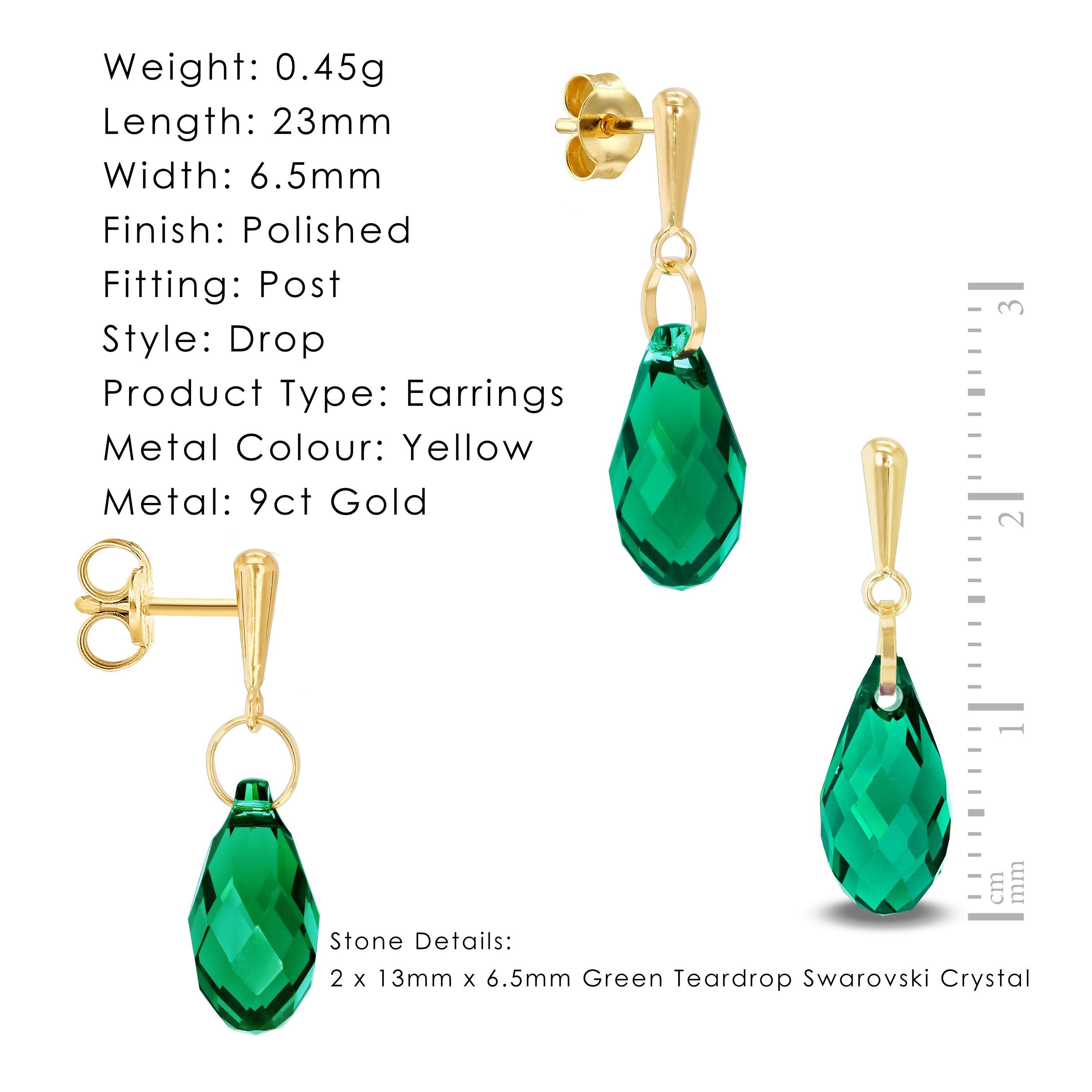 Yellow Gold - Be You - 9ct Gold Swarovski Crystal Teardrop Earrings - 7