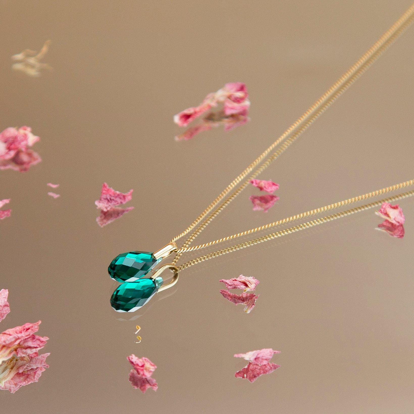 Yellow Gold - Be You - 9ct Gold Swarovski Crystal Teardrop Necklace - 3