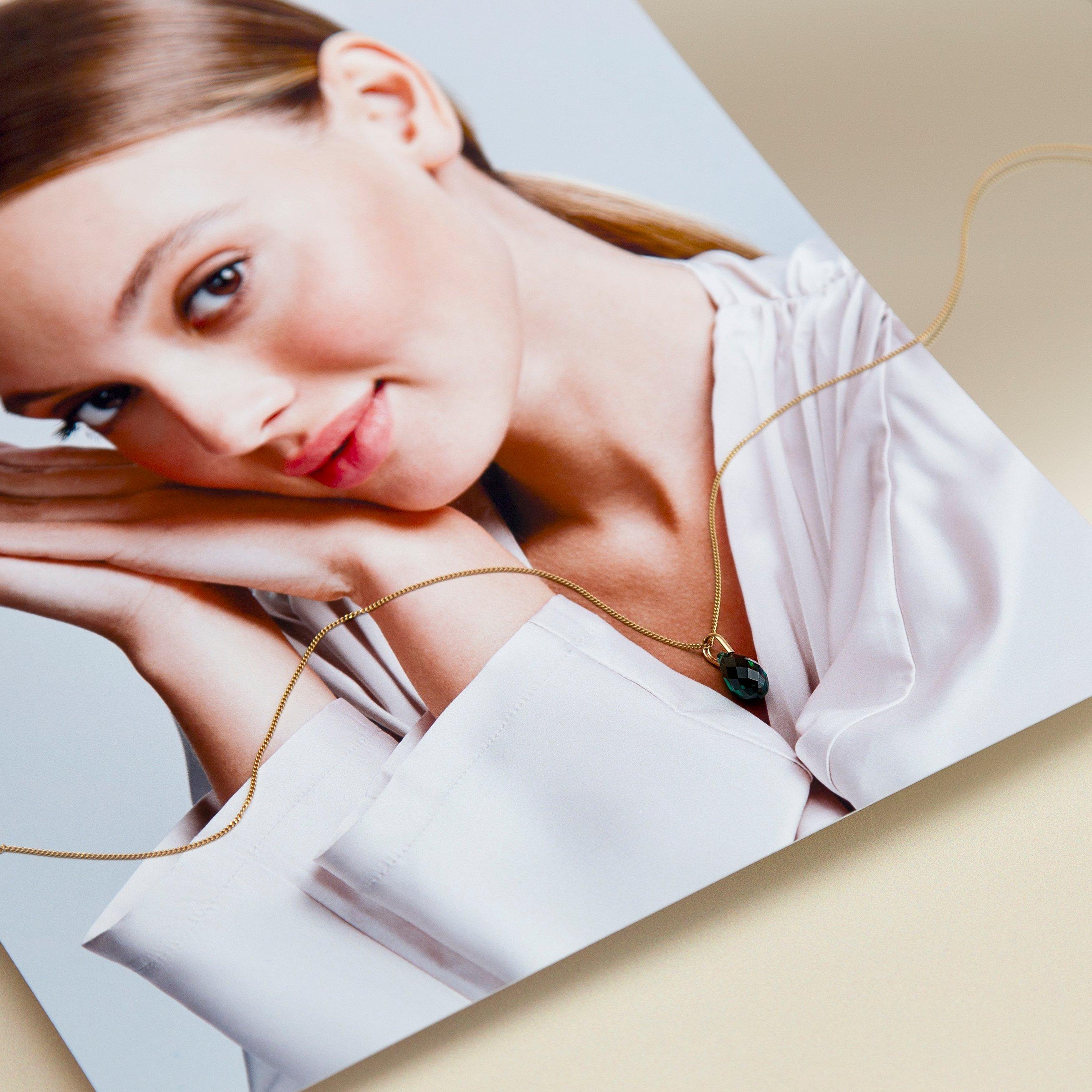 Yellow Gold - Be You - 9ct Gold Swarovski Crystal Teardrop Necklace - 4