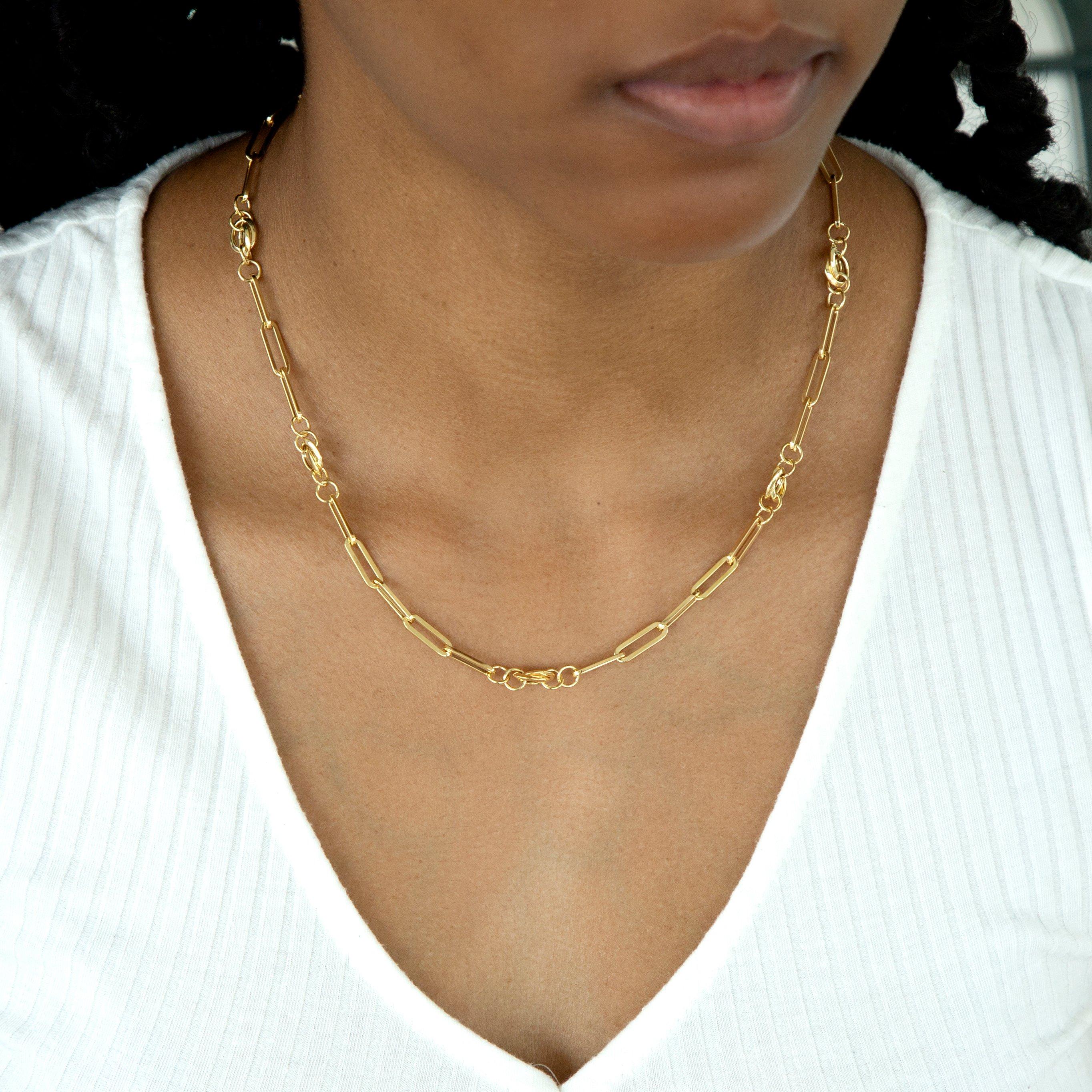 Yellow Gold - Be You - 9ct Gold Knot and Paperlink Necklace - 4