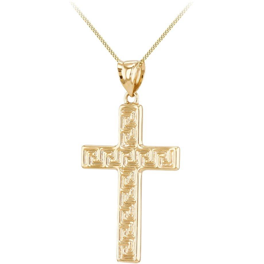 Yellow Gold - Be You - 9ct Gold Greek Key Cross Necklace