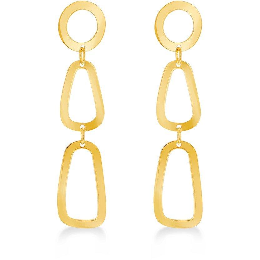 Yellow Gold - Be You - 9ct Gold Eliptical Stud Drop Earrings - 2