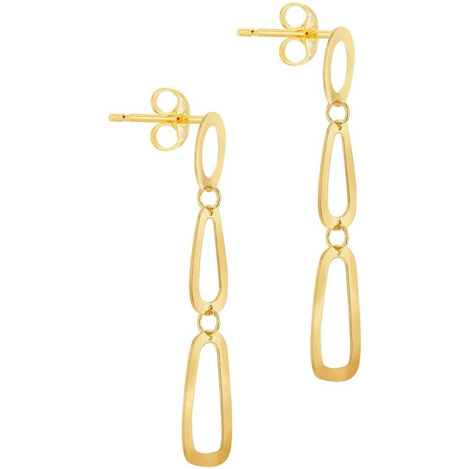 Yellow Gold - Be You - 9ct Gold Eliptical Stud Drop Earrings - 3