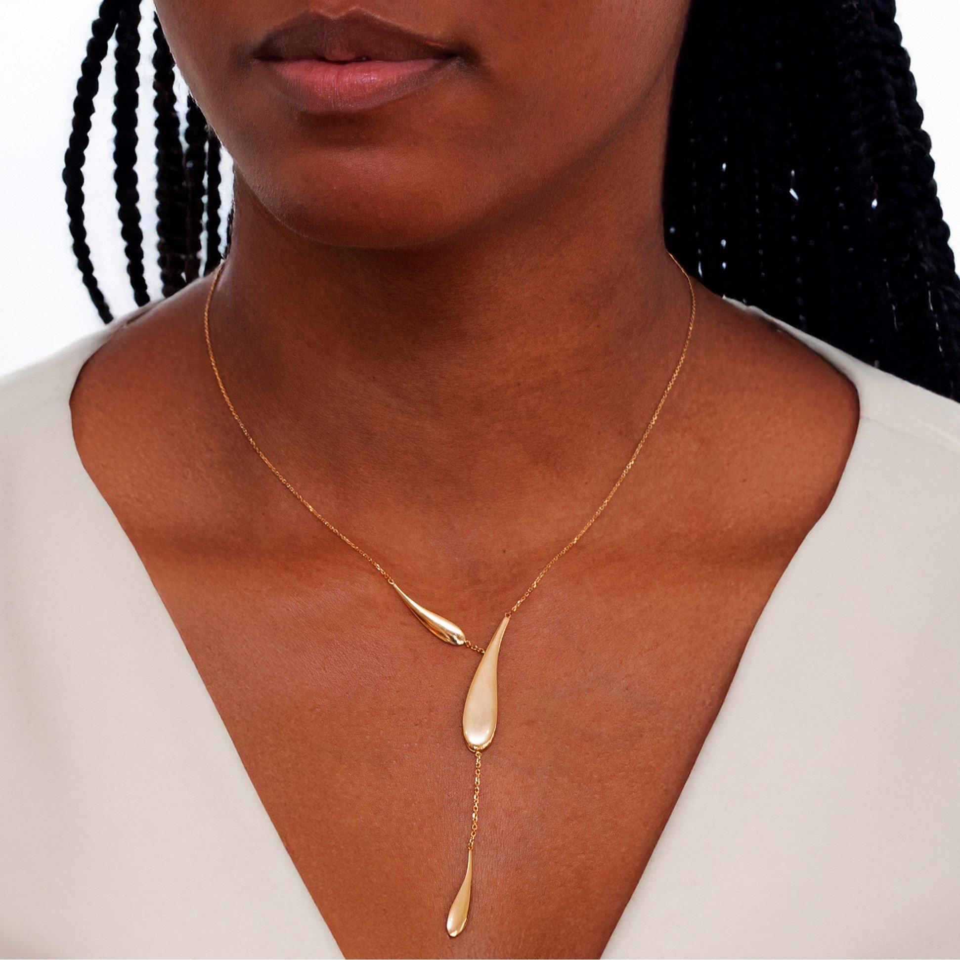 Yellow Gold - Be You - 9ct Gold Teardrop Adjustable Necklace - 2