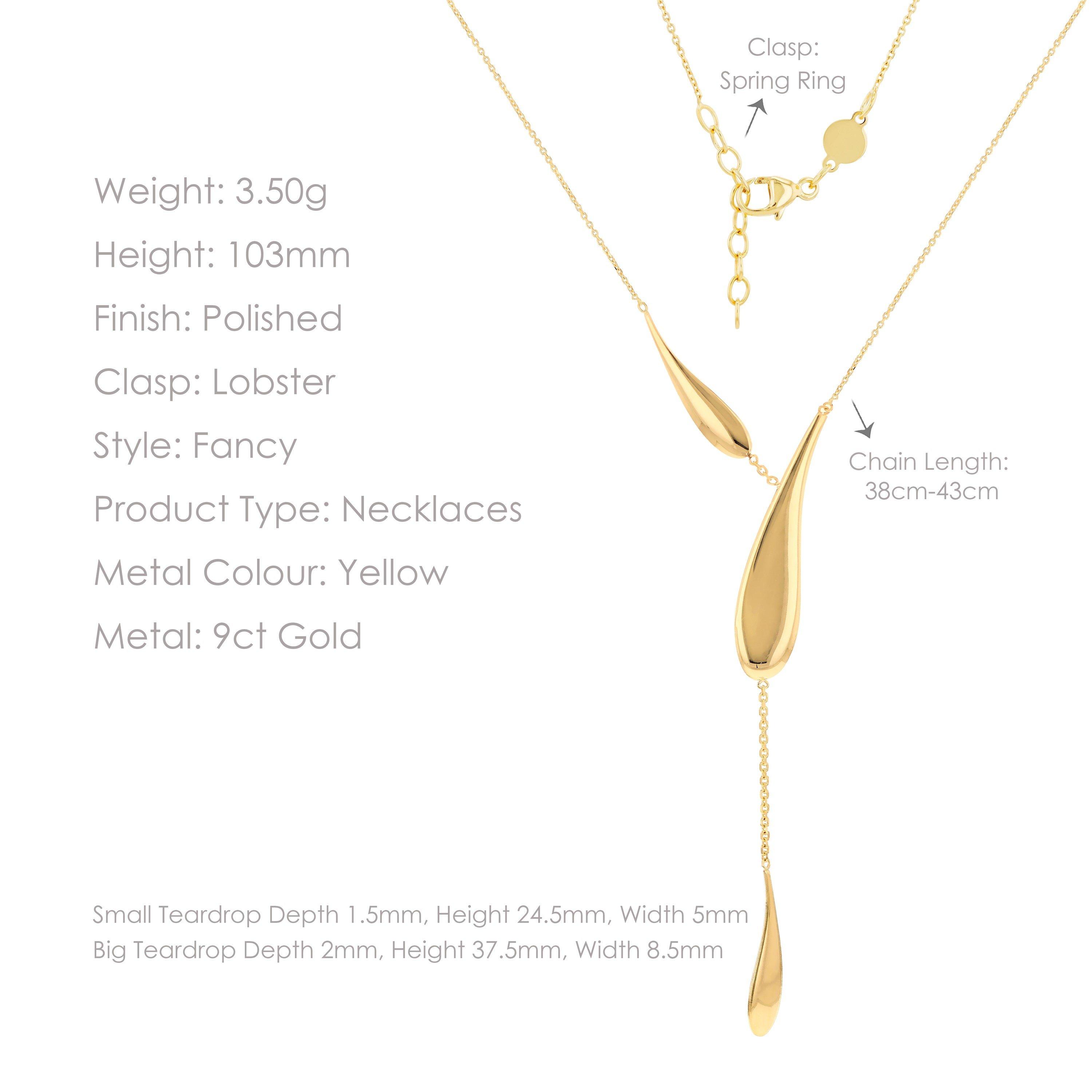 Yellow Gold - Be You - 9ct Gold Teardrop Adjustable Necklace - 6