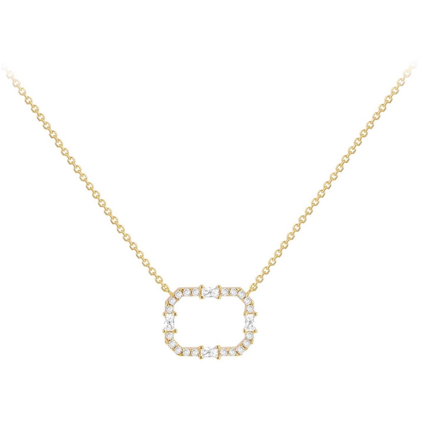 Yellow Gold - Be You - 9ct Gold Rectangle Frame with CZ Necklace - 4