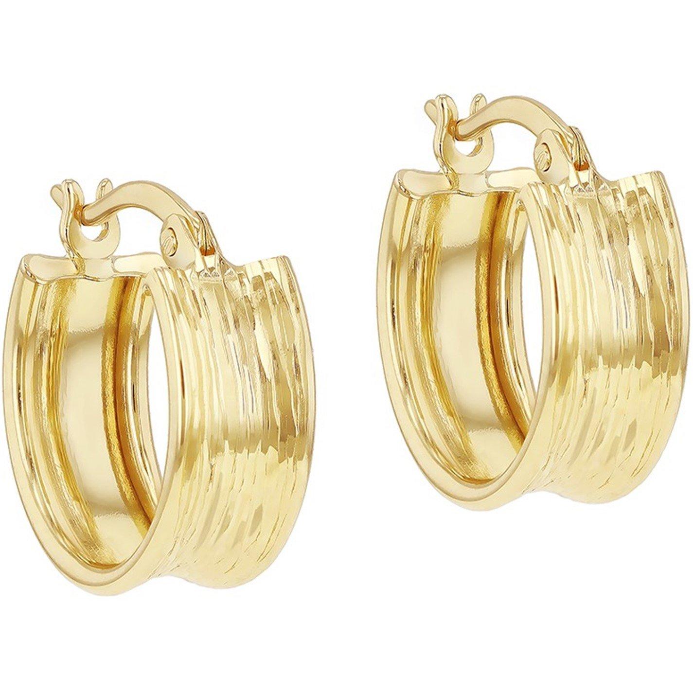 Yellow Gold - Be You - 9ct Gold Diamond Cut Creole Hoop Earring - 1