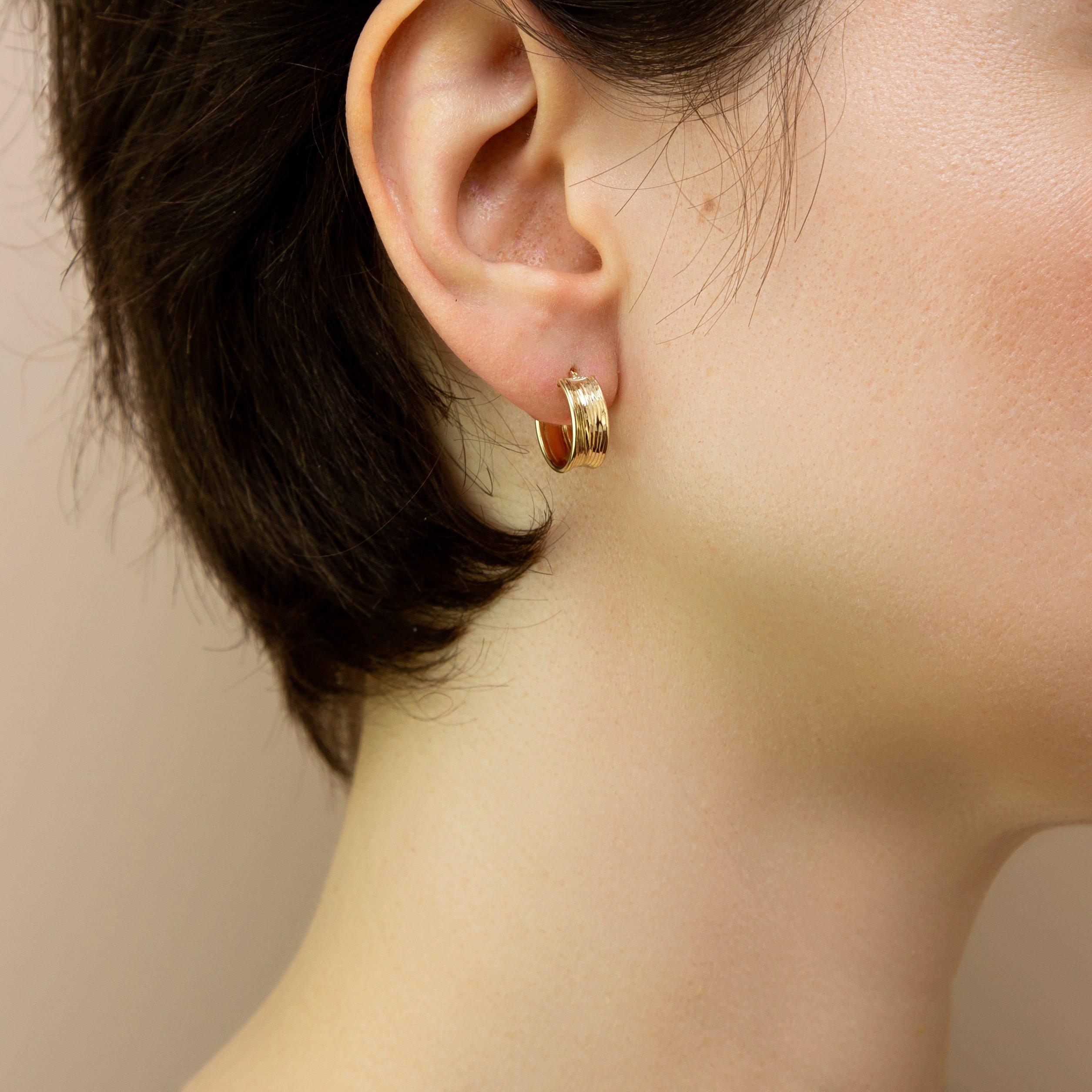 Yellow Gold - Be You - 9ct Gold Diamond Cut Creole Hoop Earring - 2