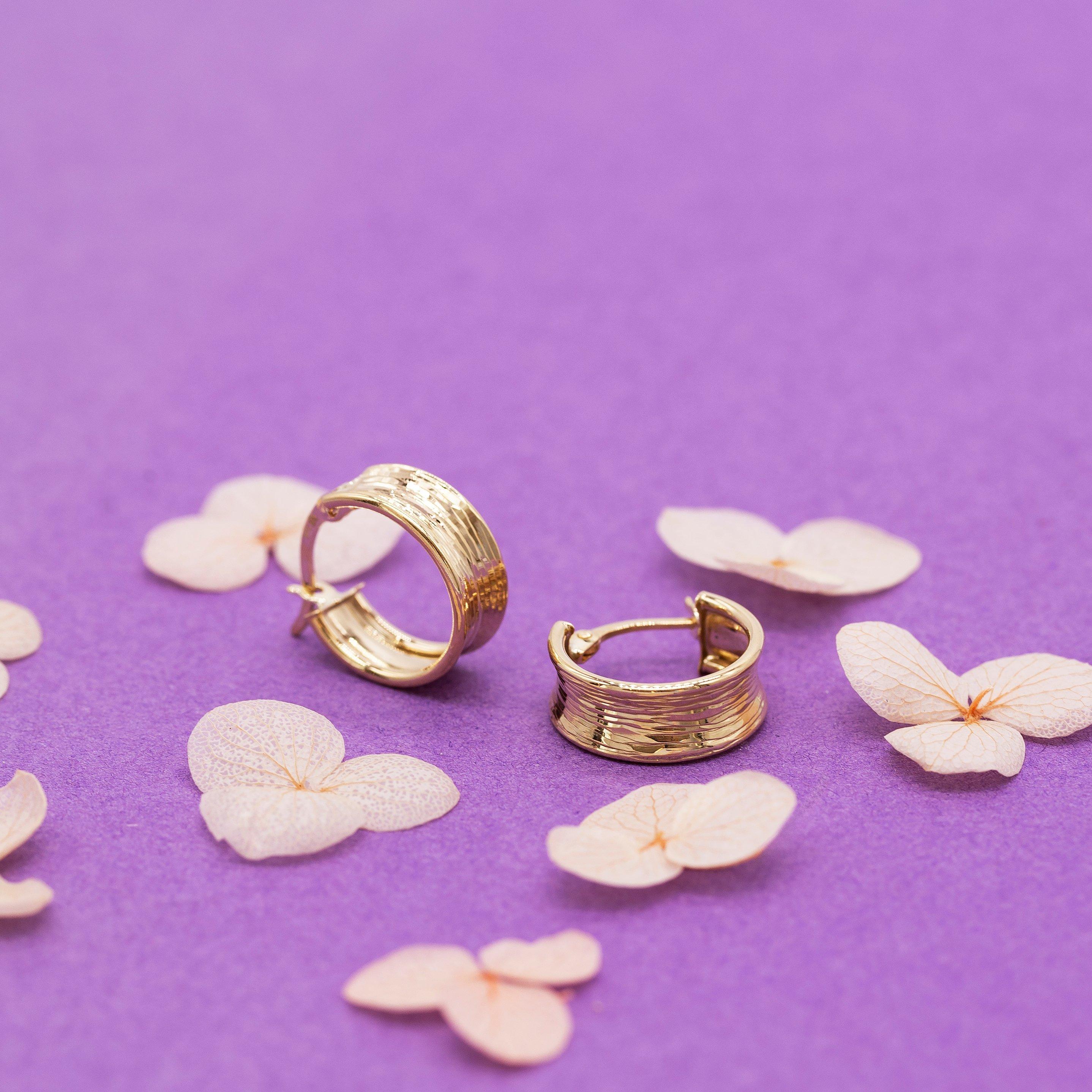 Yellow Gold - Be You - 9ct Gold Diamond Cut Creole Hoop Earring - 3