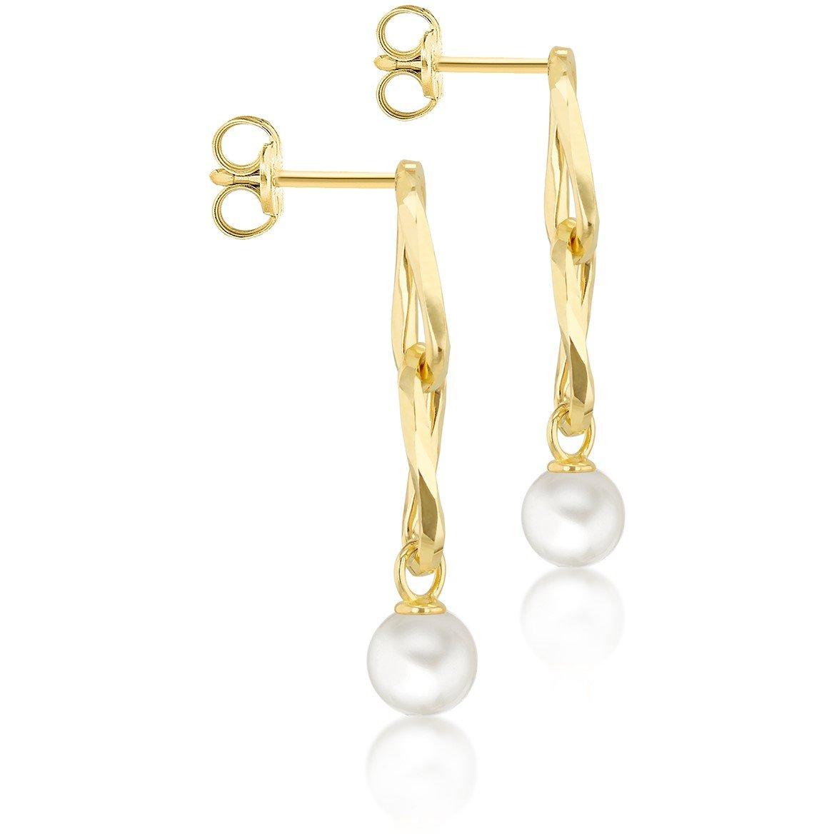 Yellow Gold - Be You - 9ct Gold Double Link FWP Drop Stud Earrings - 2