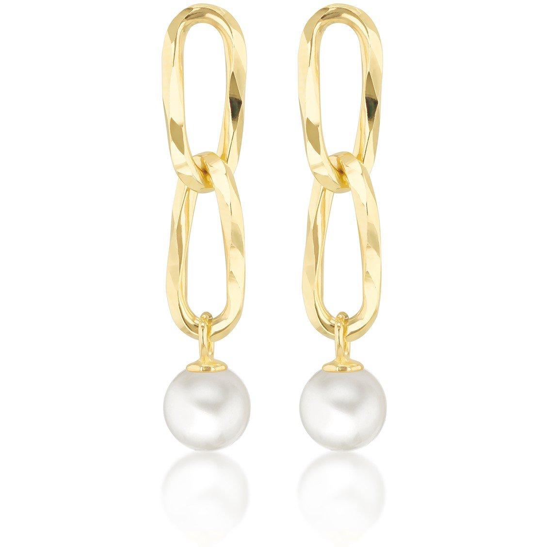 Yellow Gold - Be You - 9ct Gold Double Link FWP Drop Stud Earrings - 3