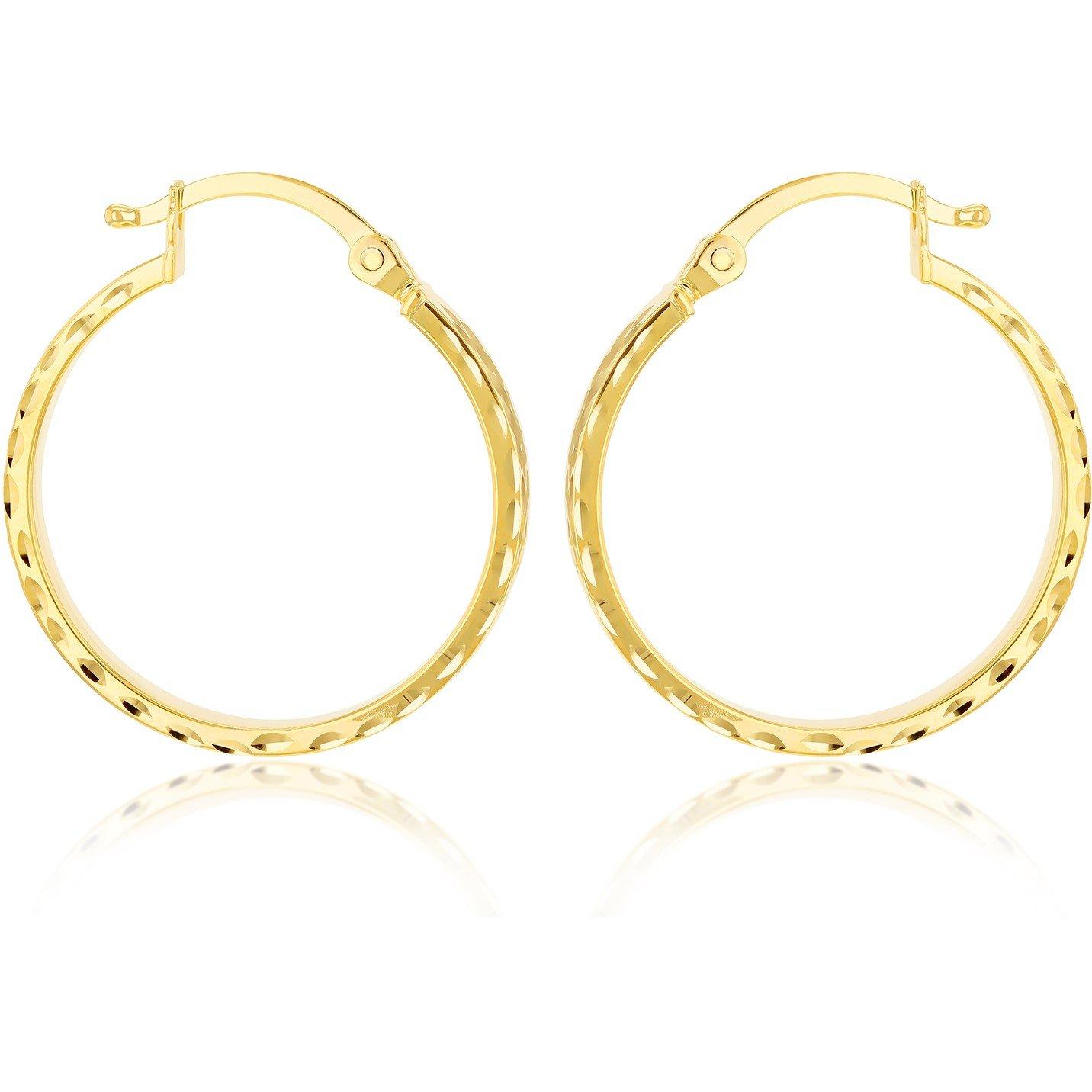 Yellow Gold - Be You - 9ct Gold Diamond Cut Pine Hoop Earrings - 2