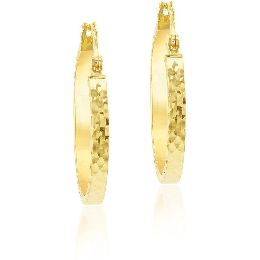 Yellow Gold - Be You - 9ct Gold Diamond Cut Pine Hoop Earrings - 3