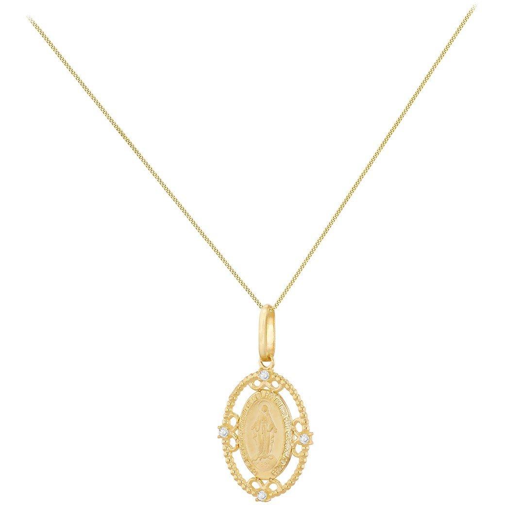 Yellow Gold - Be You - 9ct Gold Filigree with CZ Holy Mary Oval Necklace - 2