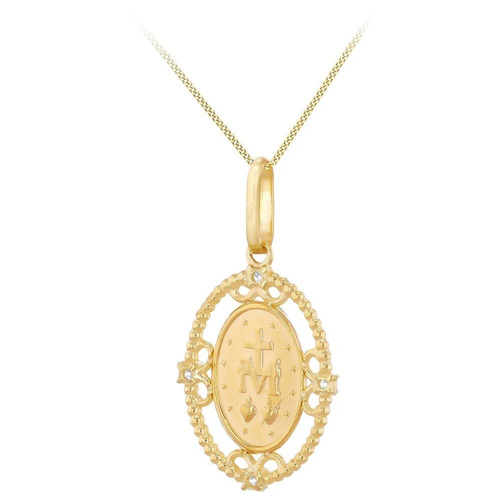 Yellow Gold - Be You - 9ct Gold Filigree with CZ Holy Mary Oval Necklace - 3