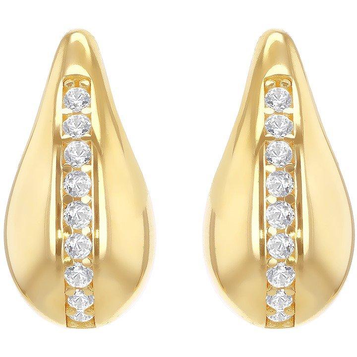 Yellow Gold - Be You - 9ct Gold CZ Teardrop Stud Earrings - 2
