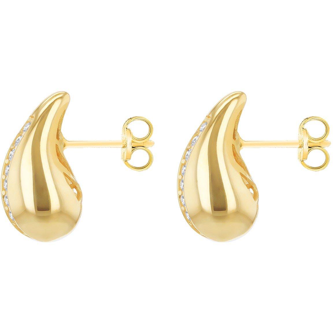 Yellow Gold - Be You - 9ct Gold CZ Teardrop Stud Earrings - 3