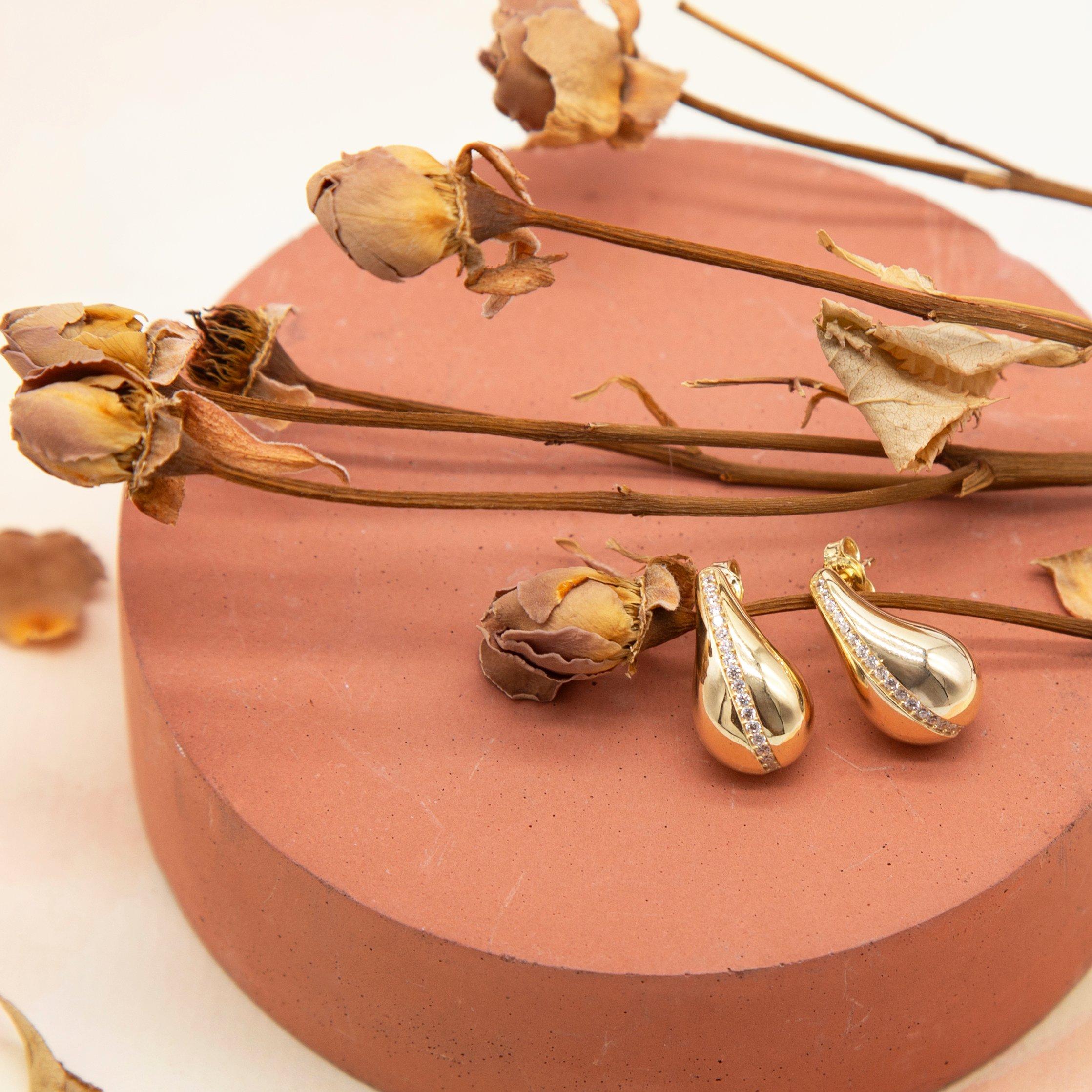 Yellow Gold - Be You - 9ct Gold CZ Teardrop Stud Earring - 3