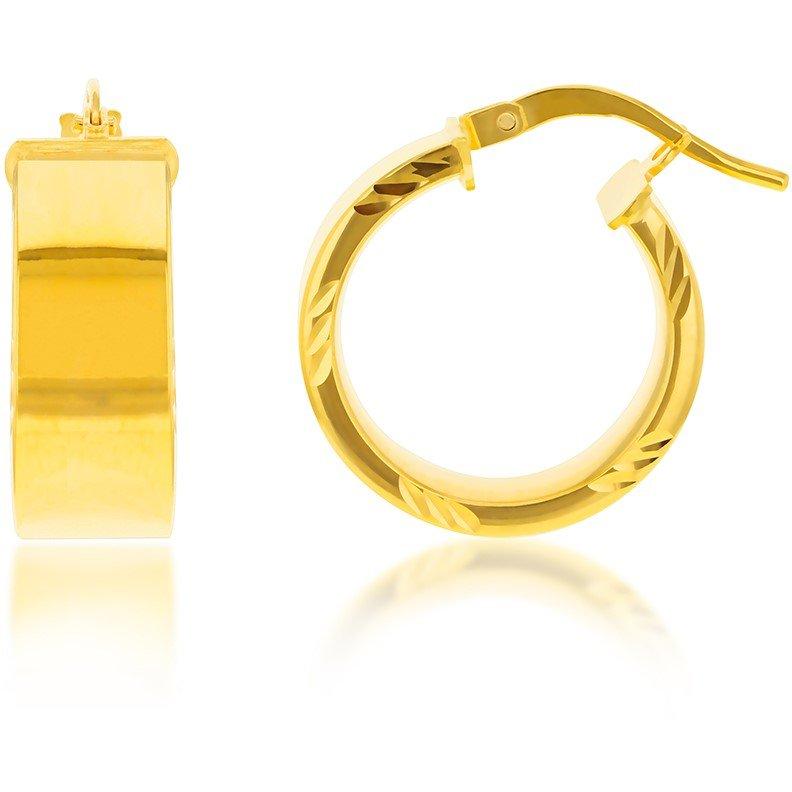 Yellow Gold - Be You - 9ct Gold Diamond Cut Edge Hoop Earrings - 1