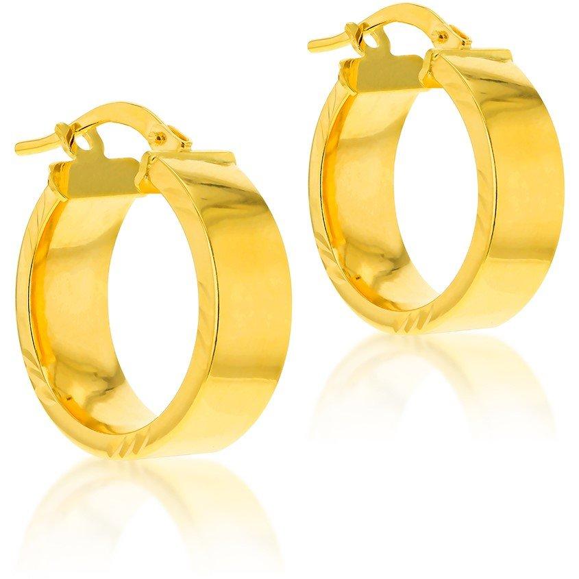 Yellow Gold - Be You - 9ct Gold Diamond Cut Edge Hoop Earrings - 2