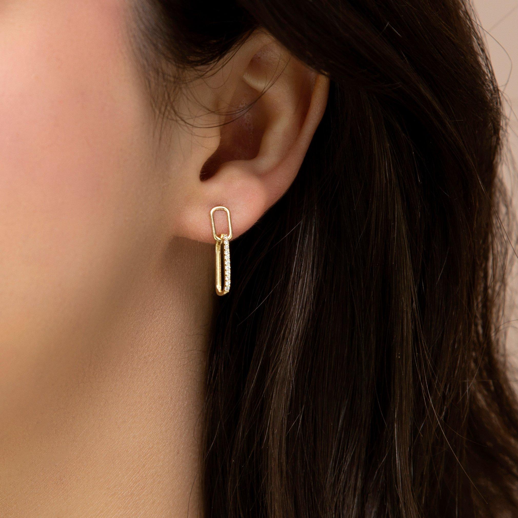 Yellow Gold - Be You - 9ct Gold CZ Oval Drop Earrings - 2