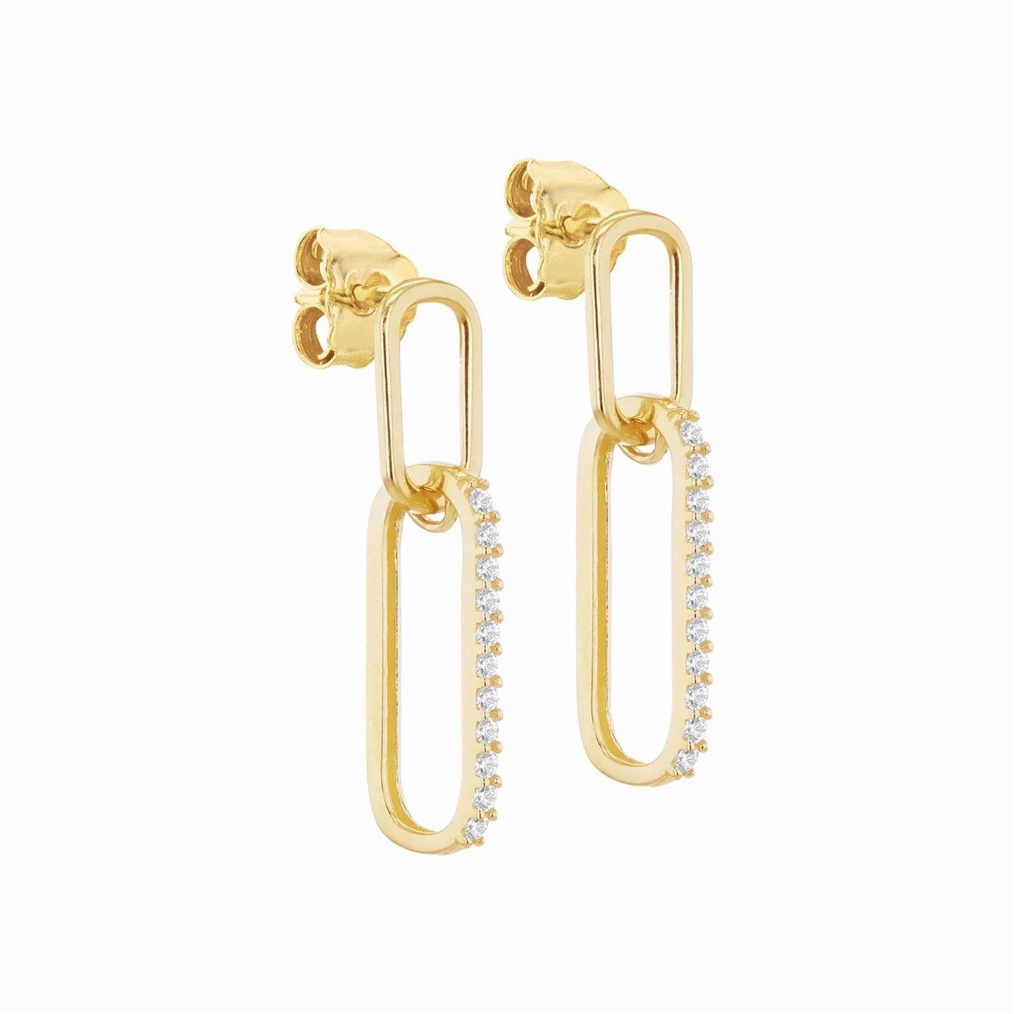 Yellow Gold - Be You - 9ct Gold CZ Oval Drop Earrings - 4