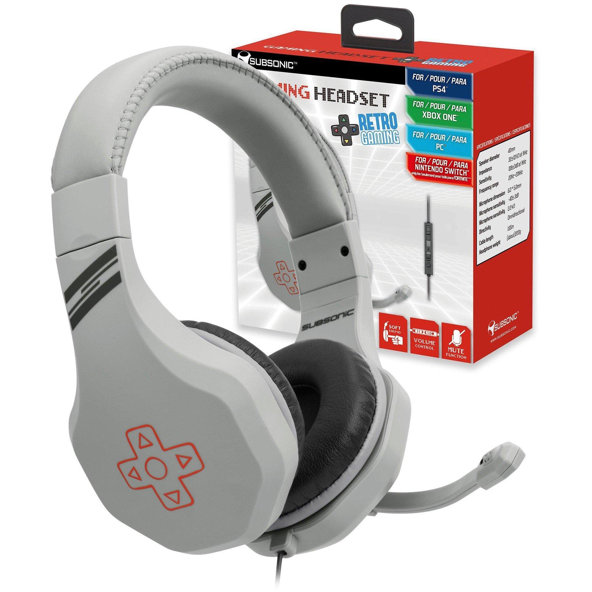 Grey - Subsonic - Retro Game and Chat Gaming Headset