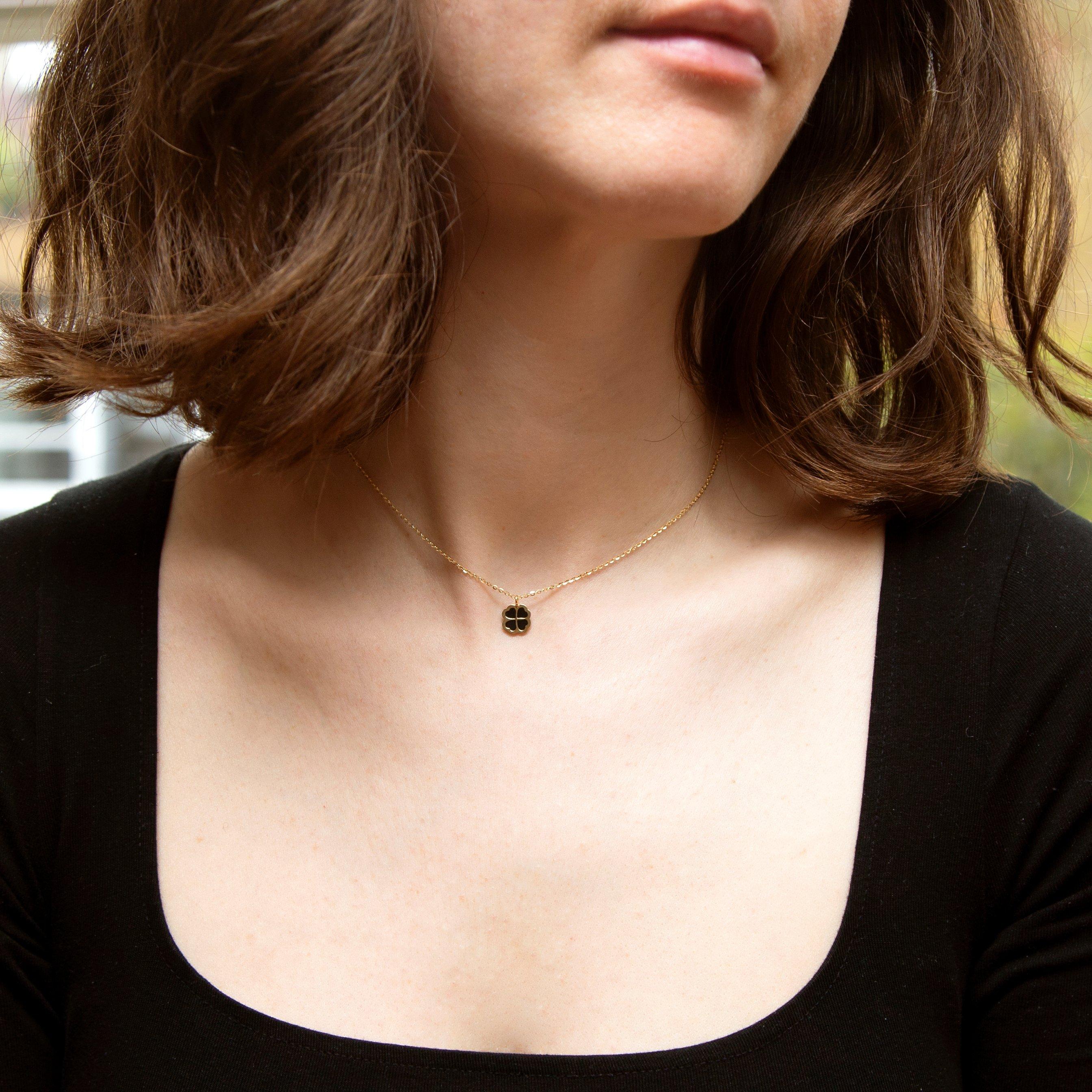 Yellow Gold - Be You - 9ct Gold Onyx Petal Adjustable Necklace - 2