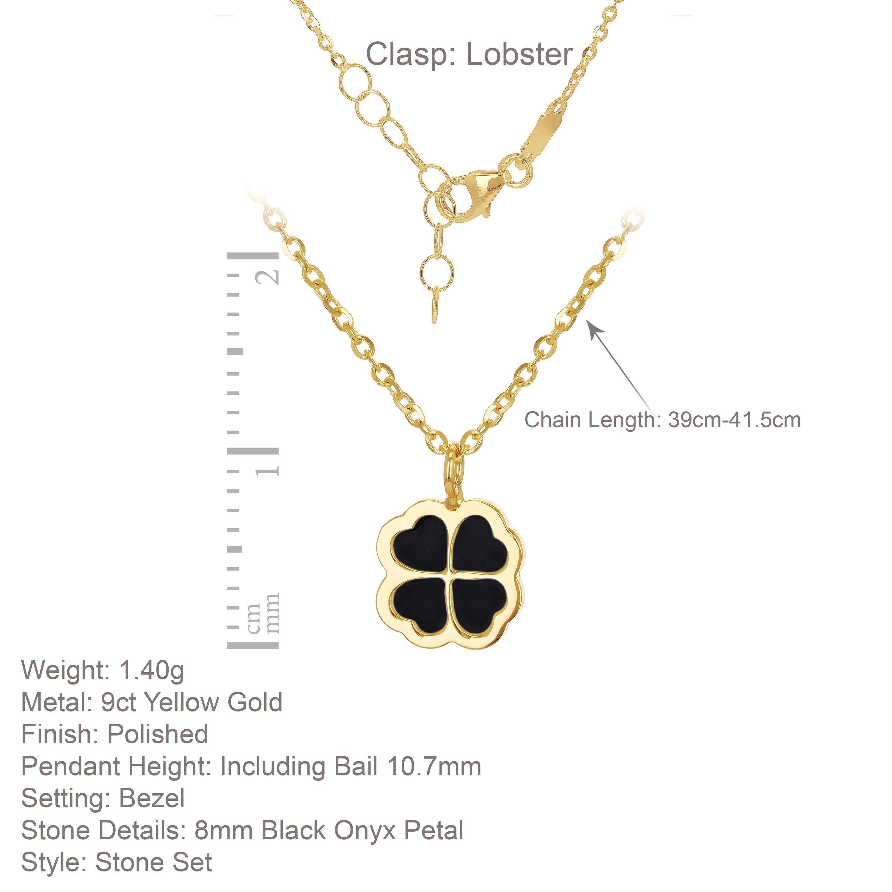 Yellow Gold - Be You - 9ct Gold Onyx Petal Adjustable Necklace - 6