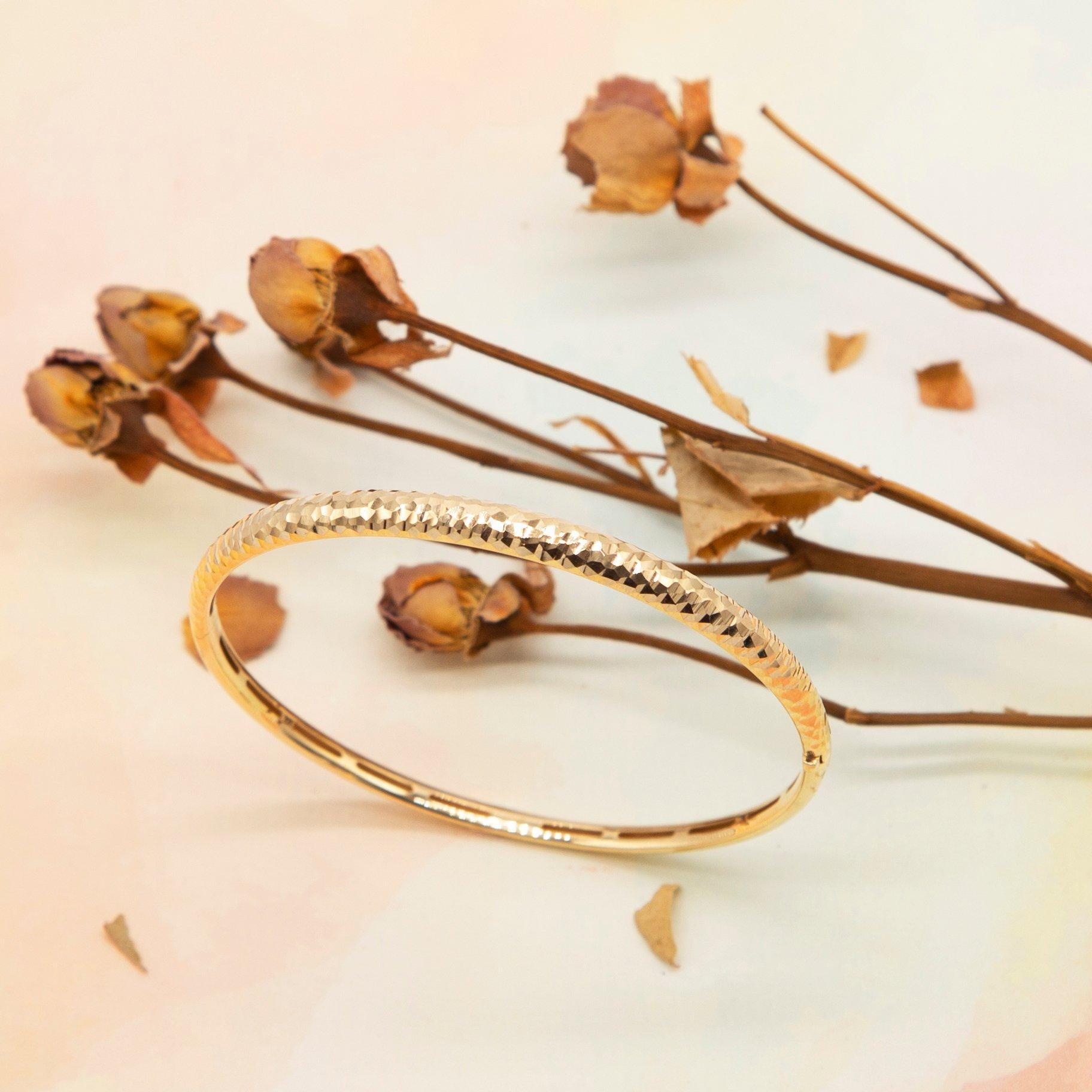 Yellow Gold - Be You - 9ct Gold Diamond Cut Bangle - 3