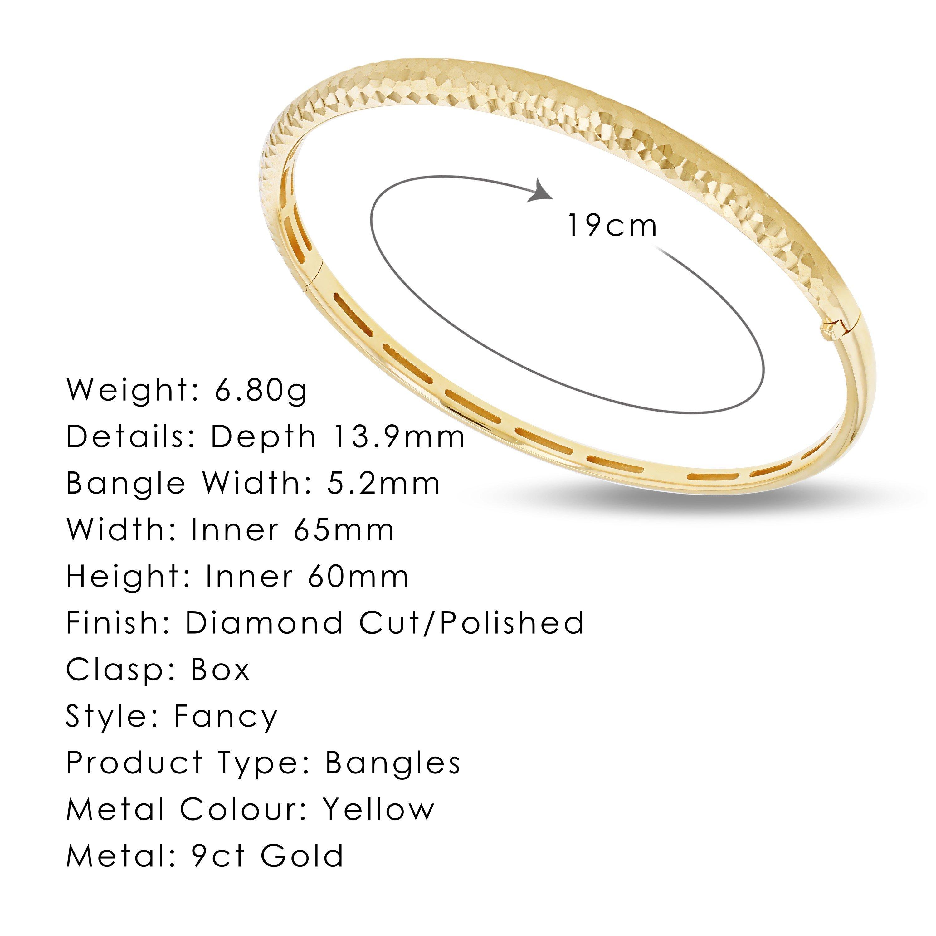 Yellow Gold - Be You - 9ct Gold Diamond Cut Bangle - 4