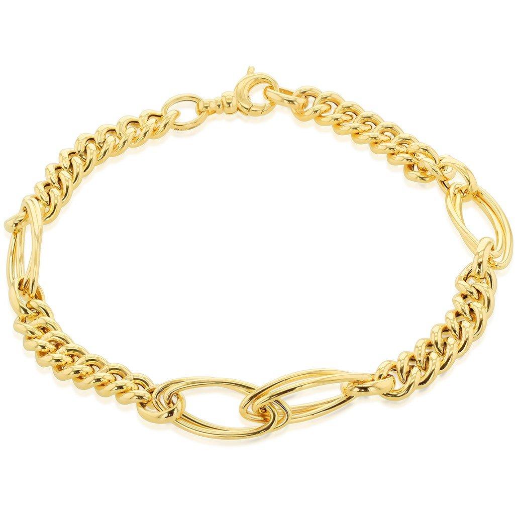 Yellow Gold - Be You - 9ct Gold Fancy Curb Double Oval Link Bracelet