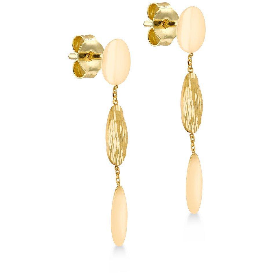 Yellow Gold - Be You - 9ct Gold Polished and Satin Stud Drop Earrings - 2