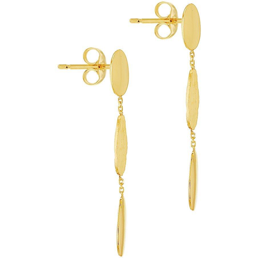 Yellow Gold - Be You - 9ct Gold Polished and Satin Stud Drop Earrings - 3