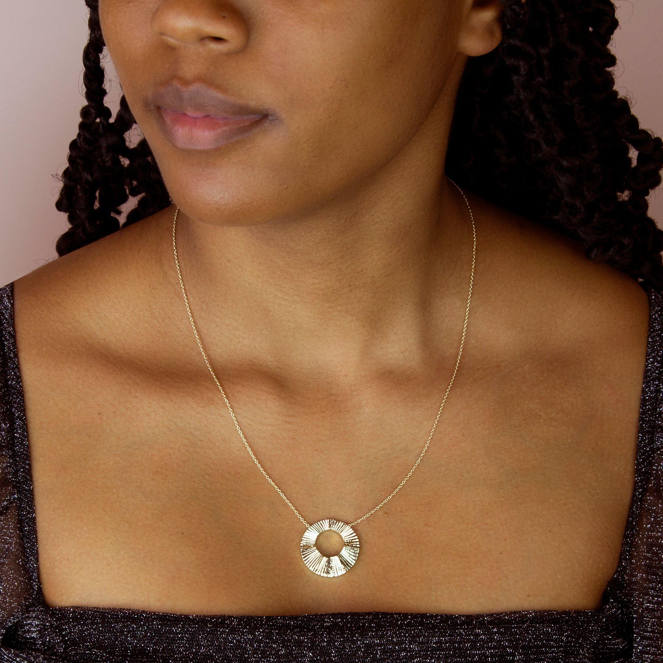 Yellow Gold - Be You - 9ct Gold Sunray Disc Necklace - 2