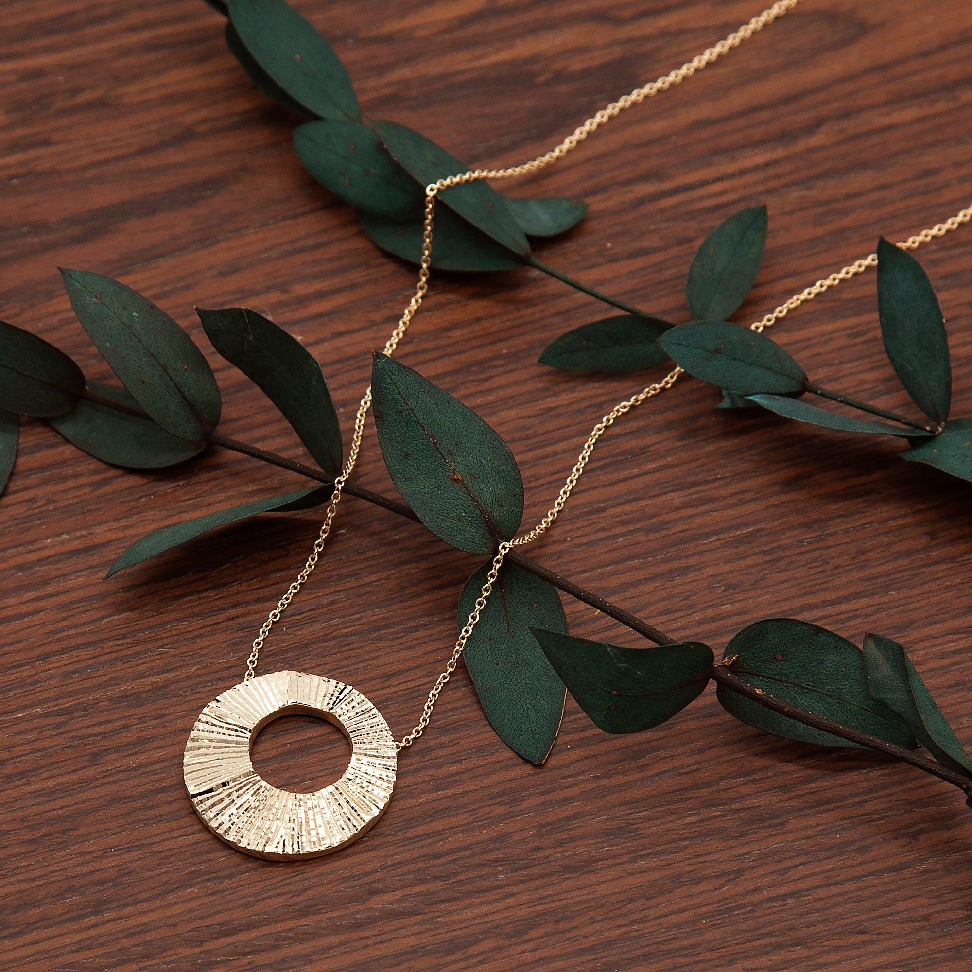 Yellow Gold - Be You - 9ct Gold Sunray Disc Necklace - 3