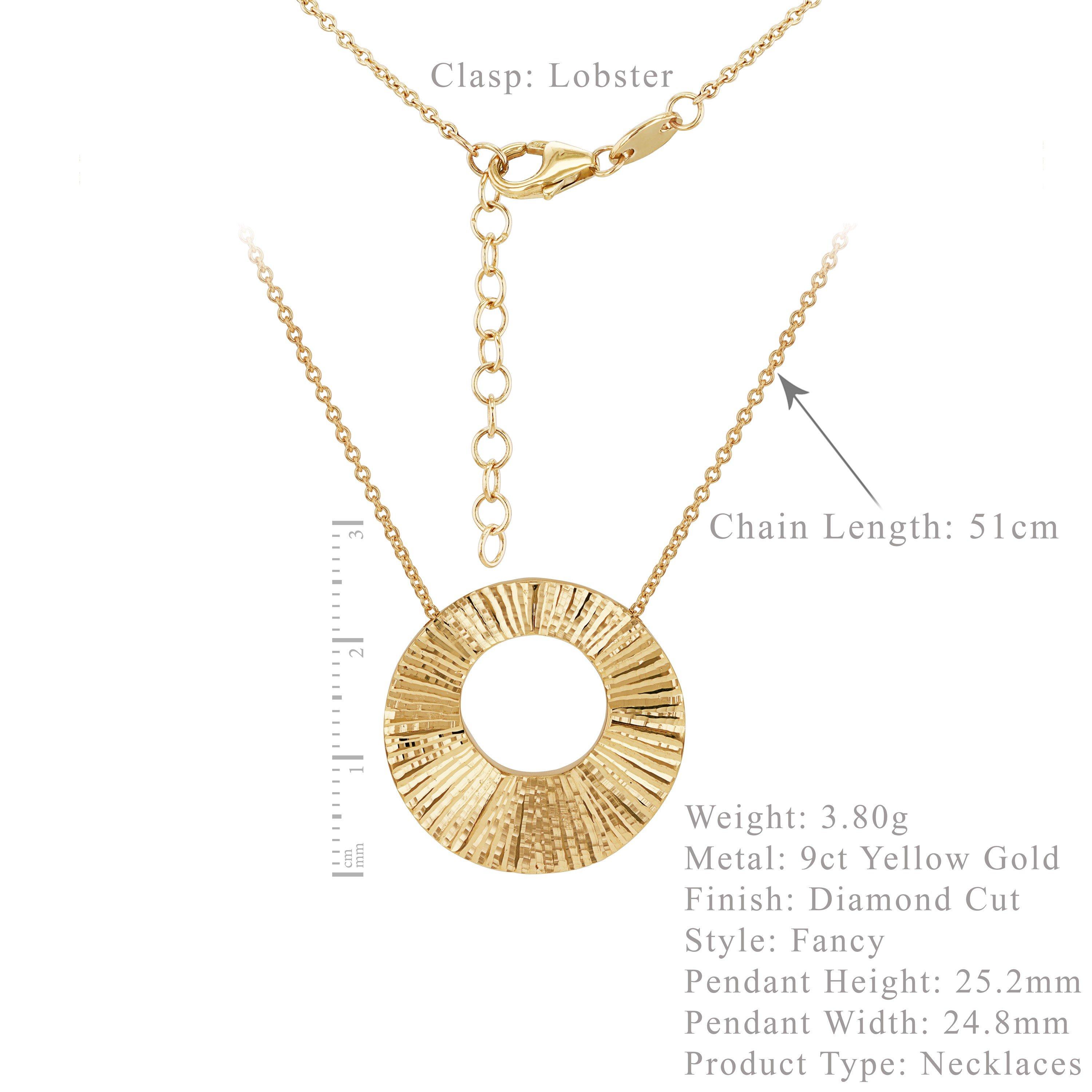 Yellow Gold - Be You - 9ct Gold Sunray Disc Necklace - 6