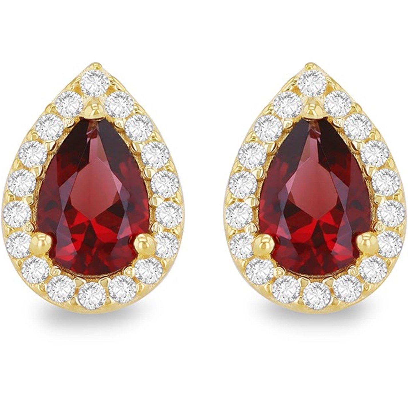 Yellow Gold - Be You - 9ct Gold Pear Shaped CZ Halo Stud Earrings - 1